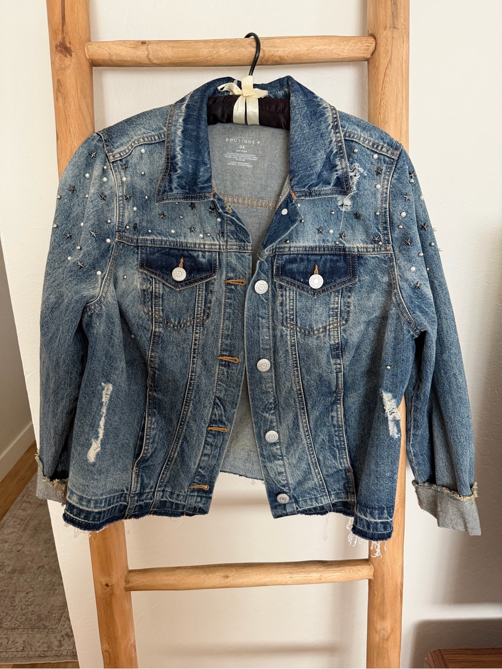 Studded Denim Jacket - Blue Jean Jacket